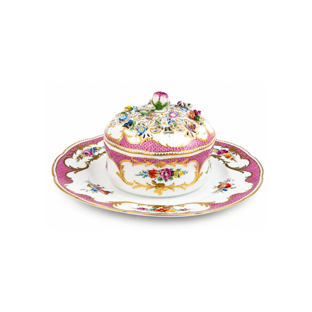 Abanico porcelana Malvas