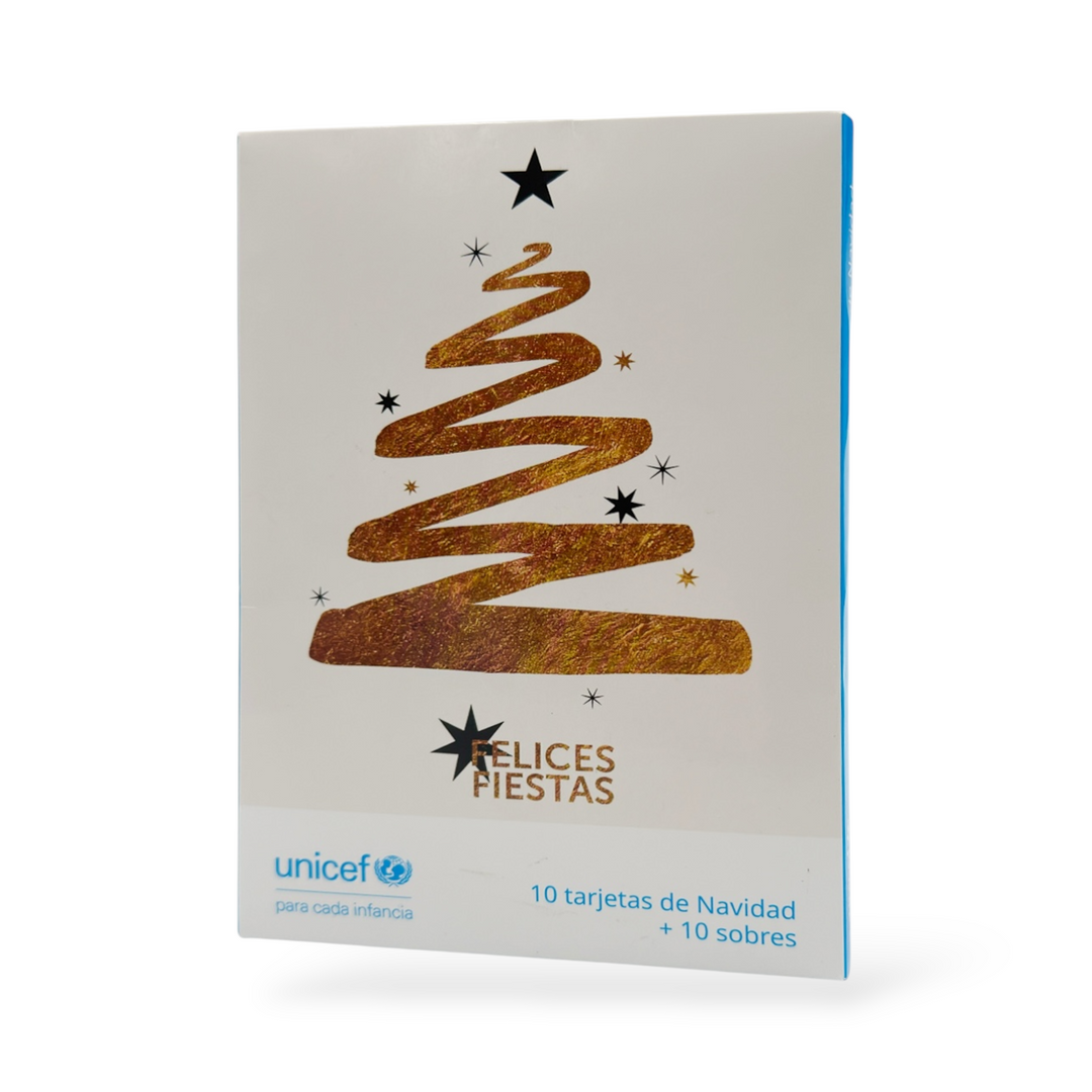 Estuche de 10 tarjetas navideñas GOLD