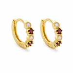 Load image into Gallery viewer, Garnet hoop earrings