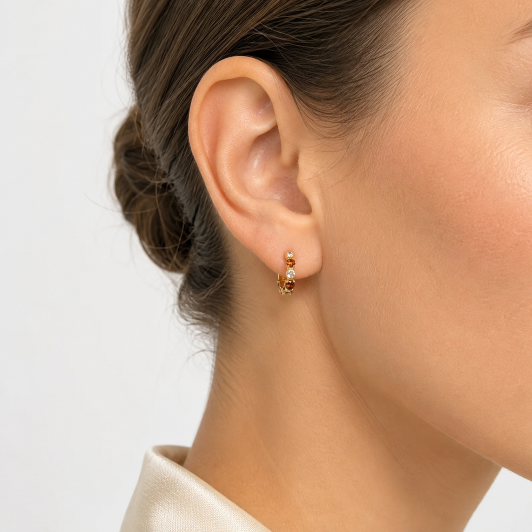 Garnet hoop earrings