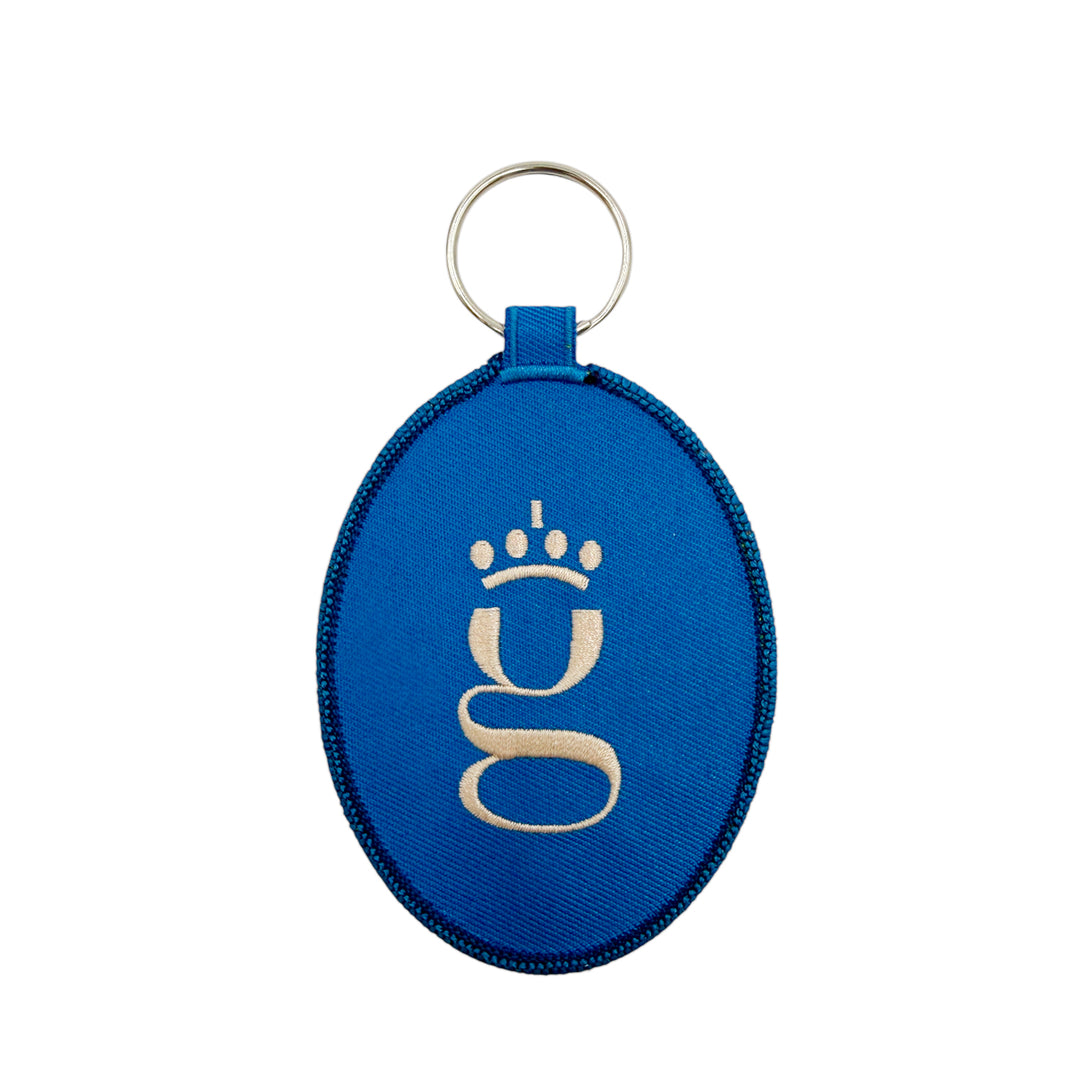 Blue embroidered keychain