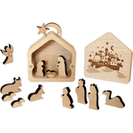 Load image into Gallery viewer, Wooden nativity scene with box